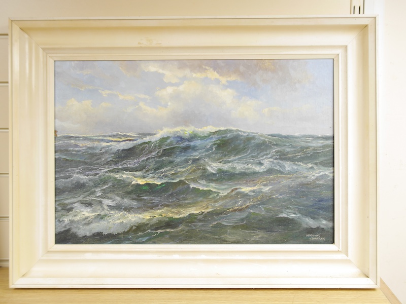 Meeuwis Van Buuren (Netherlands, 1902-1992), oil on canvas, Seascape, signed lower right, 38 x 58cm. Condition - good